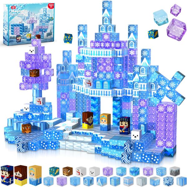 100PCS Ice Castle Magnetic Building Blocks-STEM Educational Toy for Kids