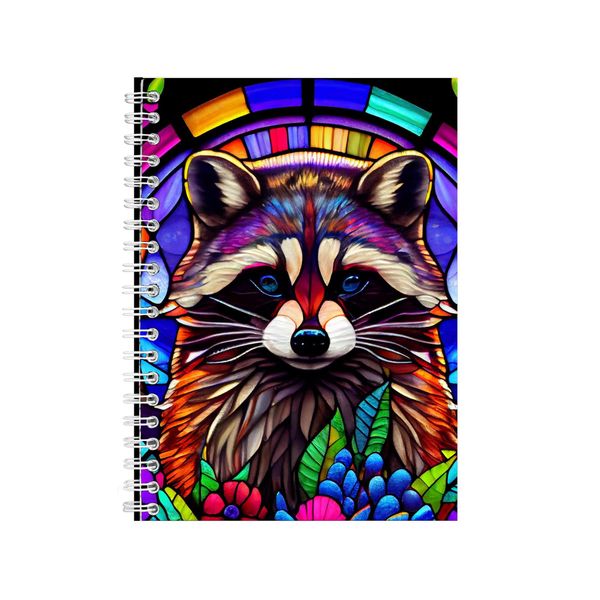 Neon Racoon Stained Glass Notebook Gift Idea Notepad Pad 91