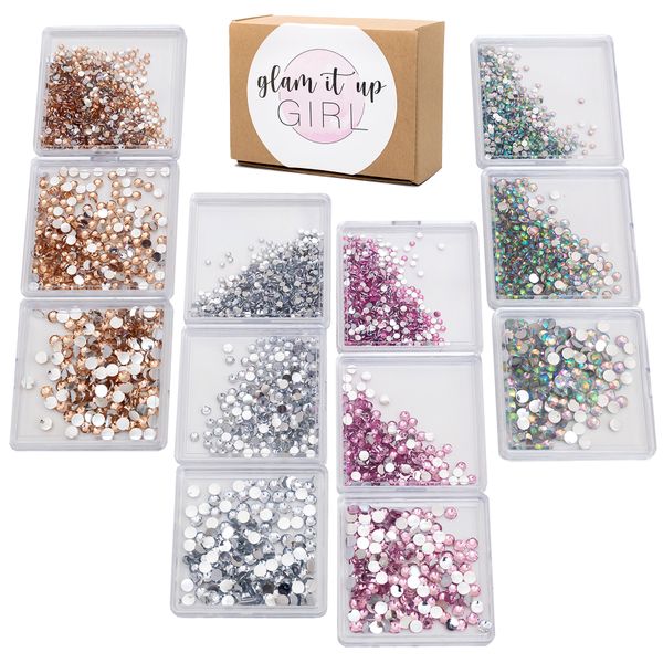 Nail Art Crystal Gems Assorted Colour Set of 12