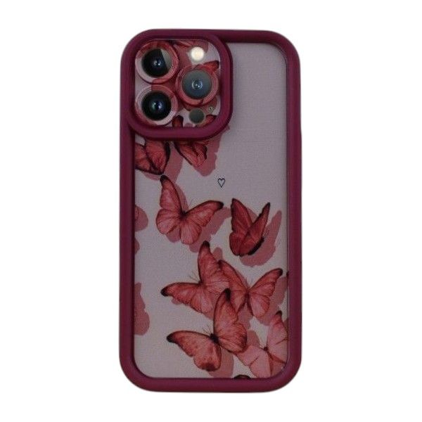 Crimson Flight Butterfly Phone Case Compatible With Phone 13 Pro - Red