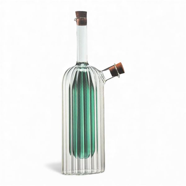 2 in 1 Oil &amp; Vinegar Dispenser Glass Bottle with Cork Stopper - Green