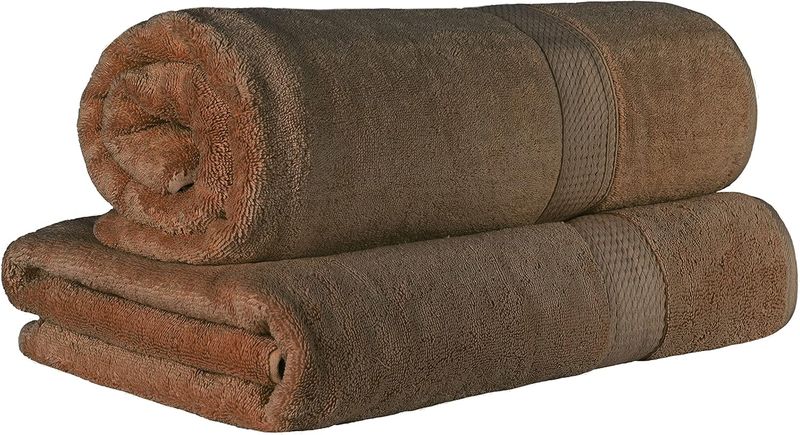 Home Cotton Bath/Hand Towels - 2 Pack - Brown