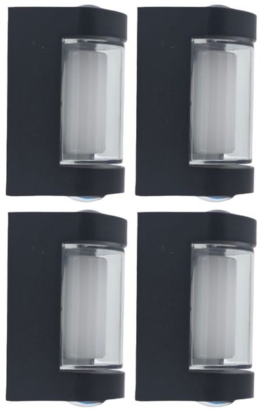 Hello Today Curved Outdoor Up Down 5W Wall Light IP54 Warm White - 4 Pack