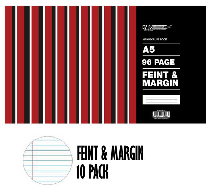 Freedom Stationery 96 Page A5 F&amp;M Manuscript Book (10 Pack)