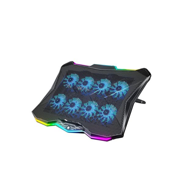 RGB Notebook Cooling Pad With 8 Fans &amp; 7-Level Adjustable Height