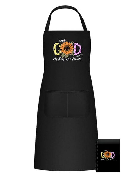 With God All Things Possible Fun Kitchen Apron Christmas Birthday Gift 506