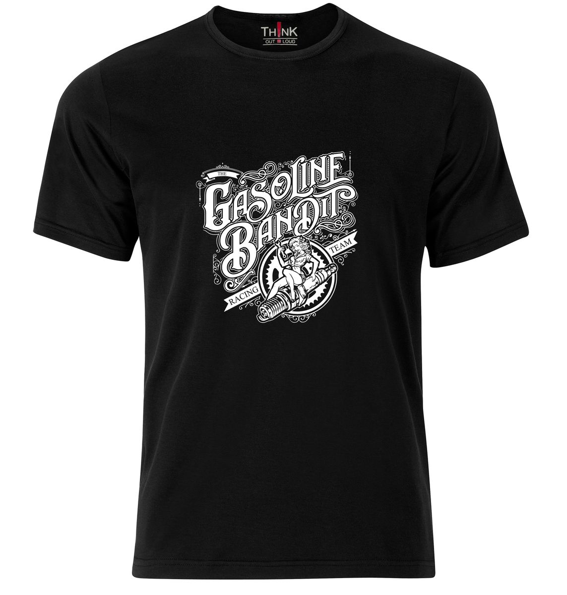 Maglietta Gasoline Bandit - 100% Cotone, Design Originale Per Motociclisti, Nero