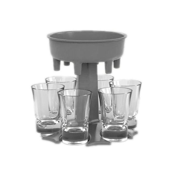 6 Shot Glass Dispenser And Holder Liquor Dispenser for Home Party - Blue