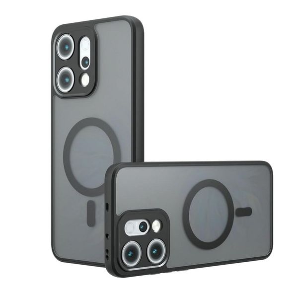 Magnetic Matte Black Phone Case Compatible with OPPO Reno14 Pro 5G