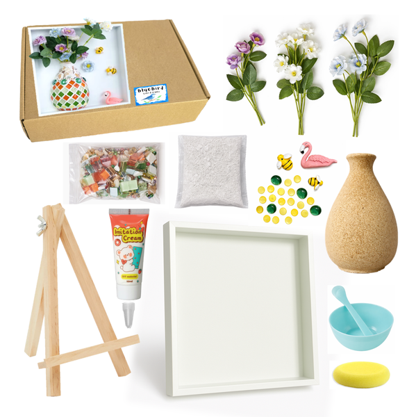 DIY Mosaic Art Craft Kit - 3D Flower Vase Home Decor Frame BlueBird
