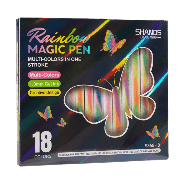 18-Color Magic Rainbow Gel Pen Pack with Glitter &amp; Color-Changing Inks