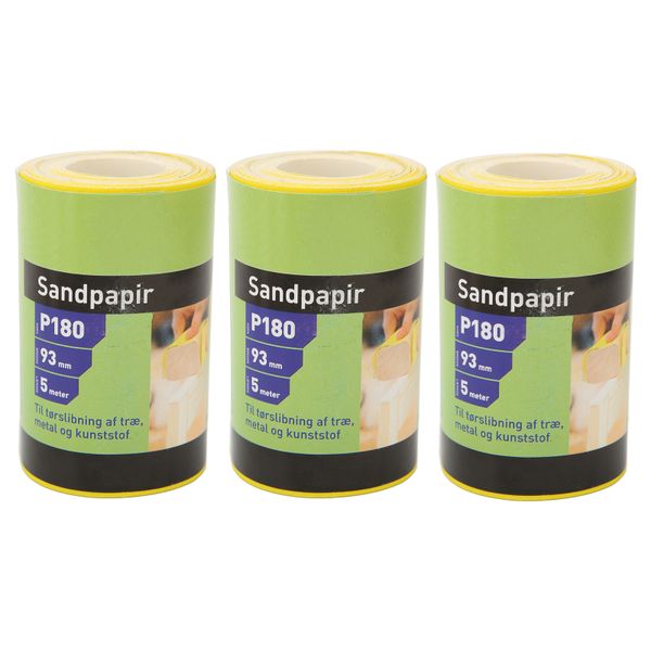 3 Rolls 180 Grit Sandpaper, Yellow for Furniture Polishing