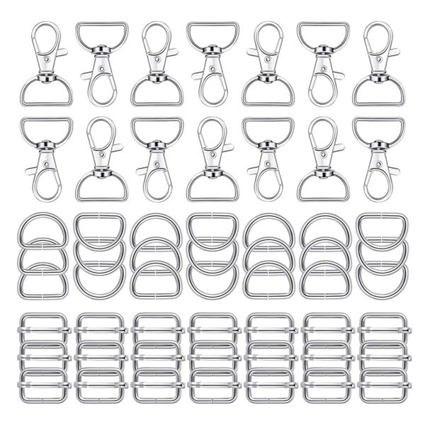56Pcs Craft Keychain with Swivel Hooks D Rings and Side Buckles For Handbag