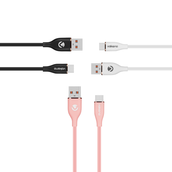 Volkano Flexi Series 1.5M USB to Type-C Cable - 3 Pack