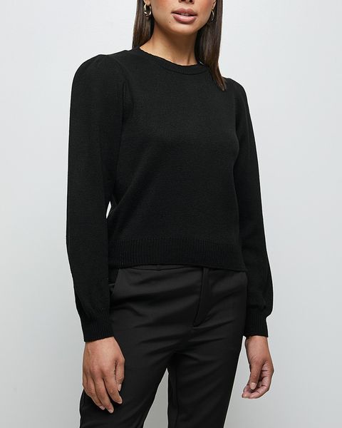 Women's Edit Mutton Sleeve Jumper - Black