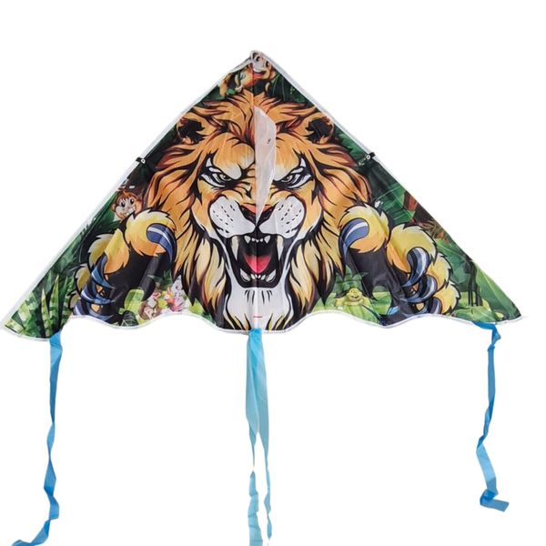 Large Lion Kite - Easy to Fly Outdoor Kite with Long Tails &amp; String Handle