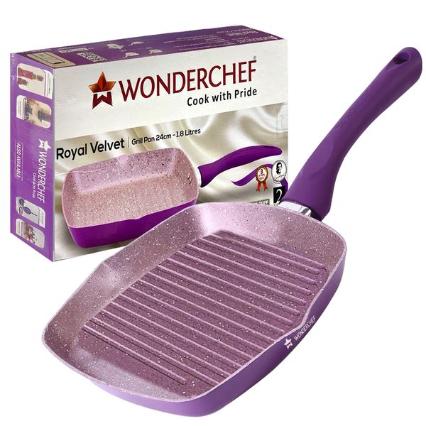 24cm Royal Velvet Grill Pan Soft-touch handles Non Toxic Virgin Aluminium