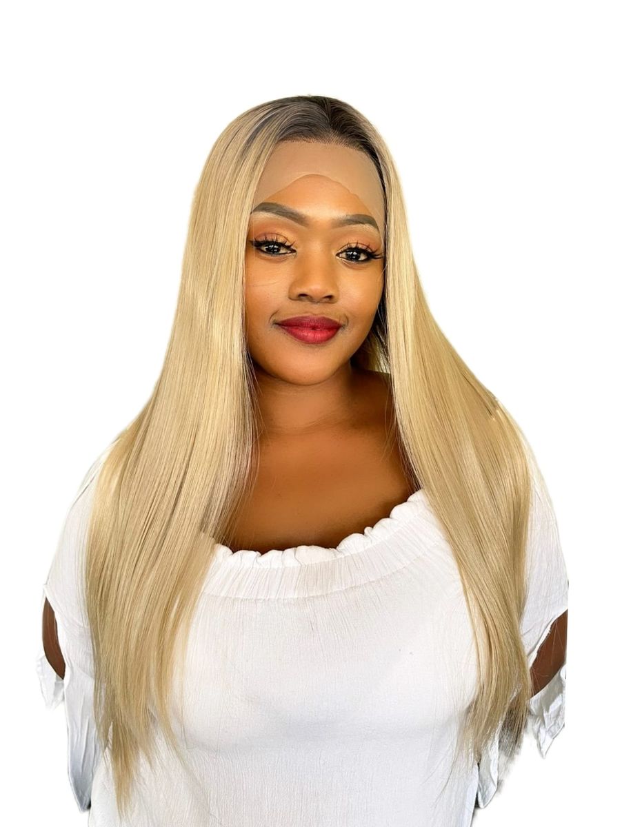 Luxury Synthetic 24? Straight 13×4 Closure - Ombre Blonde | Shop Today