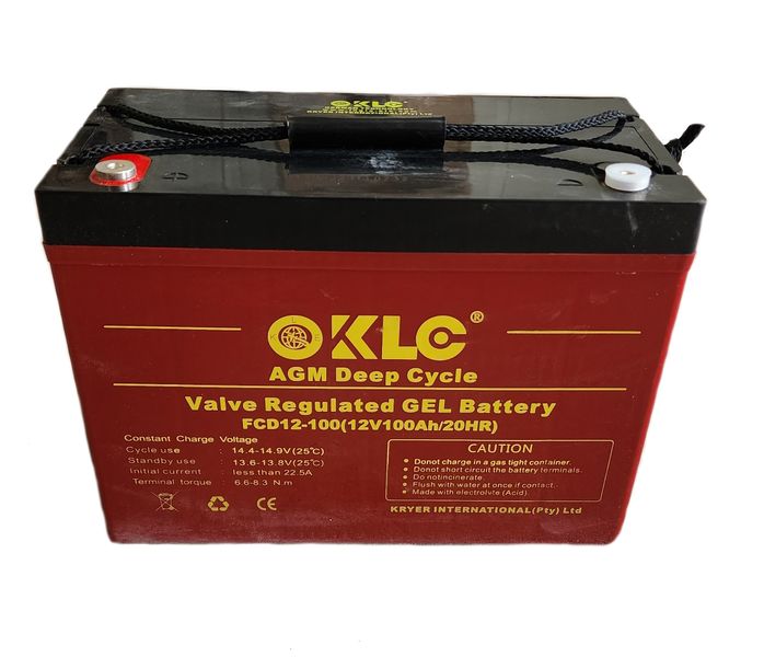 AGM 100 Ah 12V Deep Cycle Gel Battery Gel Battery - KLE 100AH/20HR