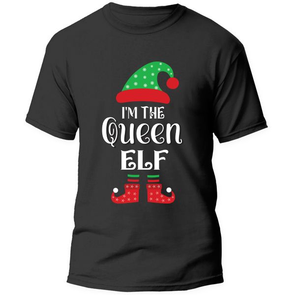 Christmas Printed T-Shirt - I'm the Queen Elf