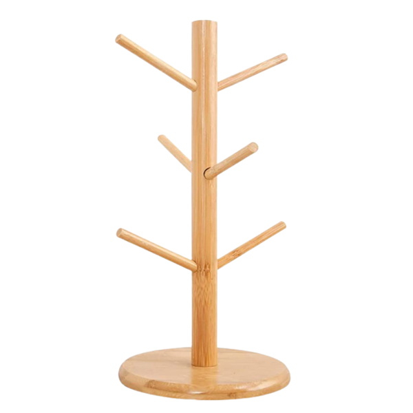 Wood Mug Holder Tree Coffee Cup Storage Stand,Round base