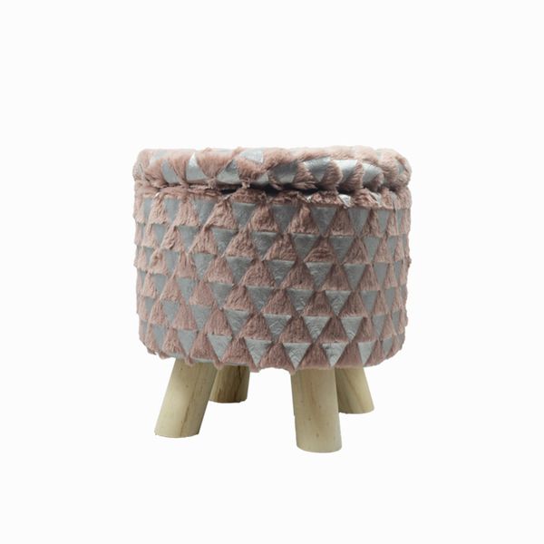 Soft Fur Triangle Designed Ottoman/Foot Stool and Storage Box (Brown)