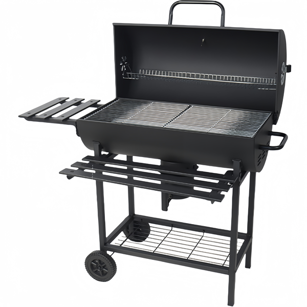 Outdoor Smoker Charcoal Grill Barrel Style BBQ With Thermometer Ash Catcher