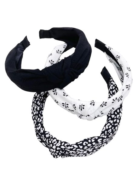Black &amp; White Leopard Pattern Knot Decor Aliceband