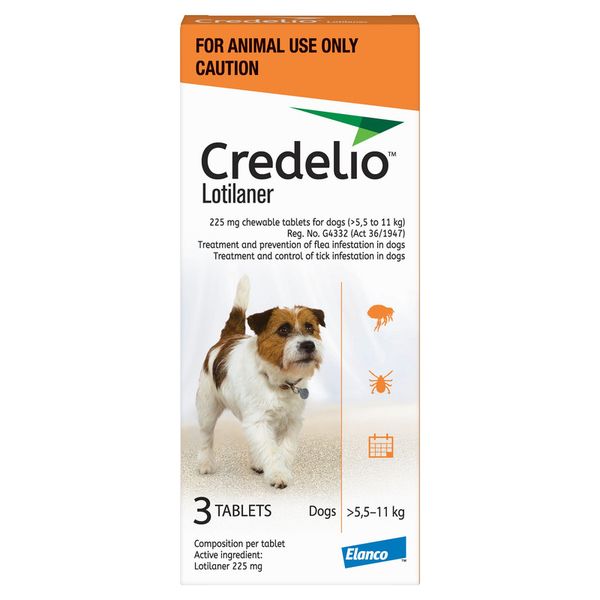 CREDELIO (Elanco) Orange Tick and Flea Treatment for Dogs Med 5.5 -11kg