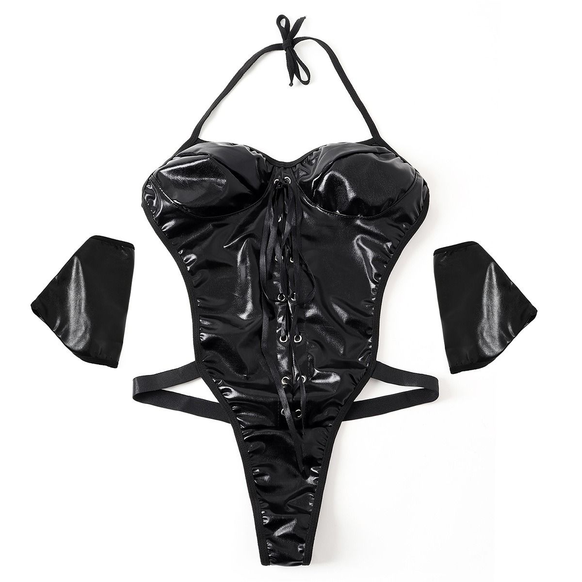 Women Unique Wet Look Bodysuit - Link Me Up Lingerie Game Outfit ...