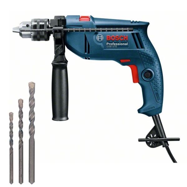 Bosch - Impact Drill (GSB 570) with 3 Pcs Drill Bit Set (5mm,6mm &amp; 8mm)