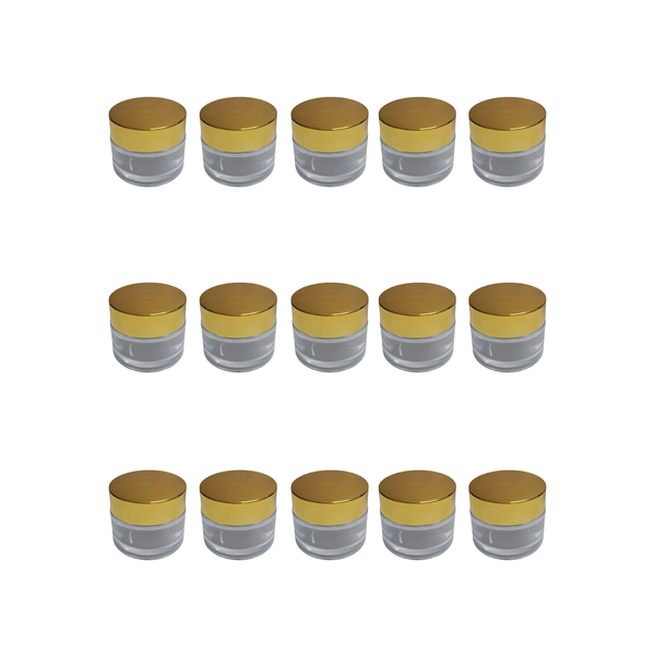 15 x 50g Glass Cosmo Jars with Gold Lids | Refillable Cosmetic Containers