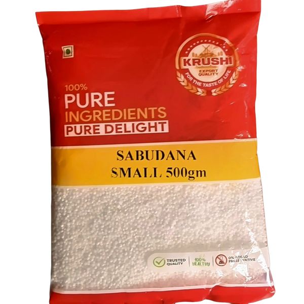 Krushi 100% Pure Sabudana (Sago Pearls) - Small Size | 500g