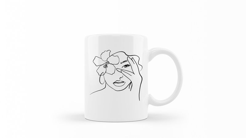 Designer Line Art Coffee Mug - Mystic Flowers 3