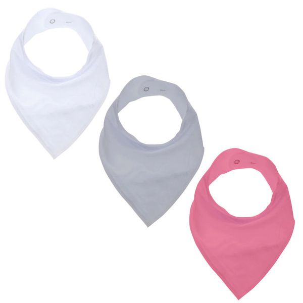 GingerBaby - Luxury Bandana Dribble Bib - White, Grey &amp; Pink