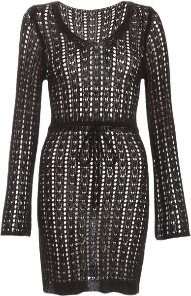 Quiz - Ladies Black Crochet Mini Dress