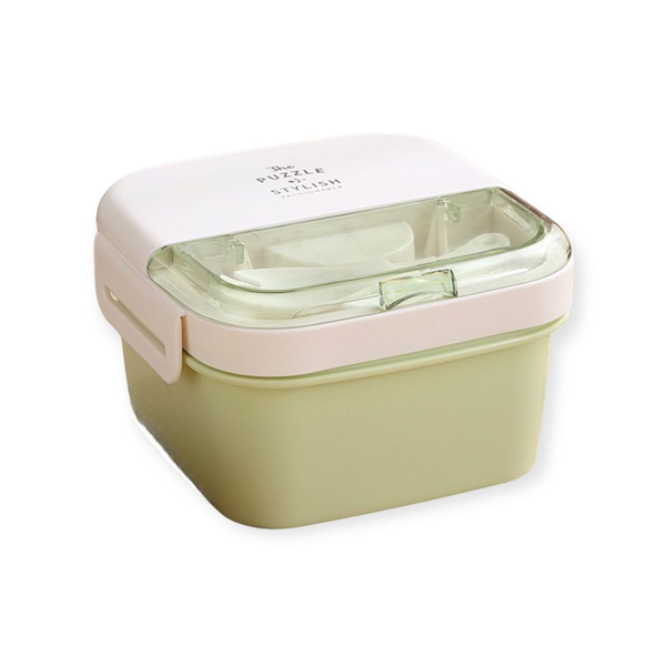 2 Layers Multi-grid Snack and Salad Lunch Box Airtight Square Lunch Box