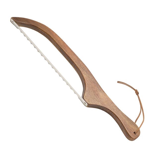 Wooden Bow Bread Knife - Handcrafted Acacia Blade with Gift Bag