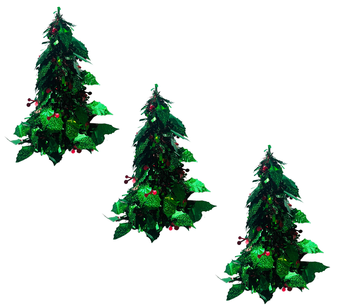 Tinsel Cone Decoration Christmas Tree 28cm (3 Piece)