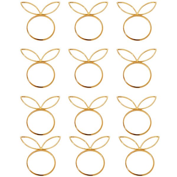 12-Piece - Bunny Ear Napkin Ring Set - Elegant Table Décor