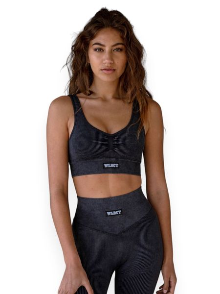 Wildcat Isabella Ribbed Ruched Seamless Sports Bra - Frosted Onyx