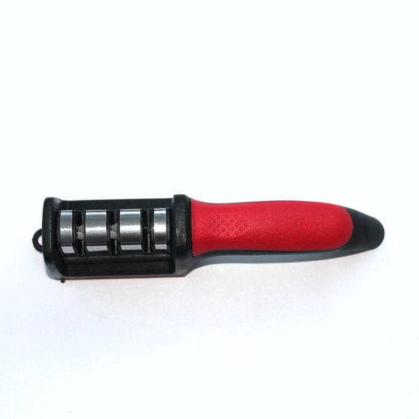 Red Professional 3 in 1 Stainless Steel Knife Sharpener