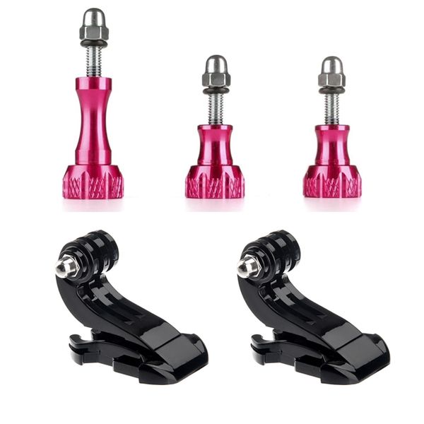 Aluminium Screws + J Hook Mounts for GoPro - Pink - 5pcs
