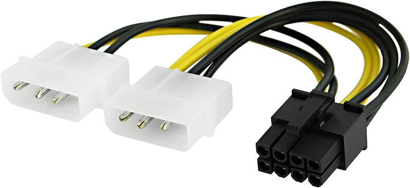 8 Pin PCIe to 2 x 4 Pin LP4 Molex Power Cable Adapter (F1270)