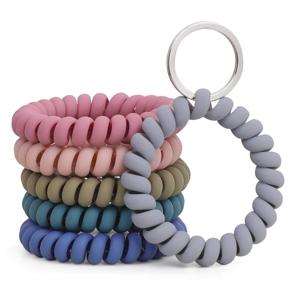 6PCS Stretch Spiral Wristband Keychain for Gym Pool ID Outdoor Sports