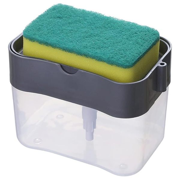 2 in 1 Black Soap Pump Sponge Caddy Kitchen Soap Dispenser with Sponge Home