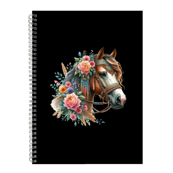 Floral Boho Horse Gift Idea Writing Book Notepad Notebook A4 503 17