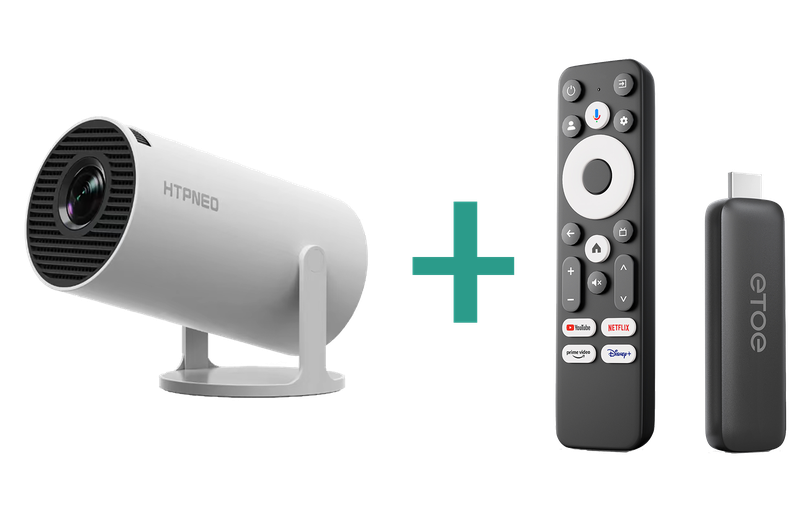 HTPNEO H66 Portable Projector 720P HD+Etoe GTV stick