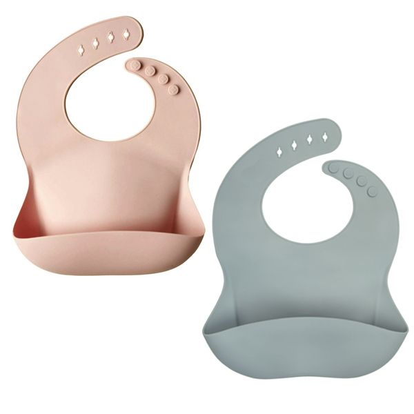 Grey & Pink Silicone Bucket Bib Set Of 2 Shop Today. Get it Tomorrow