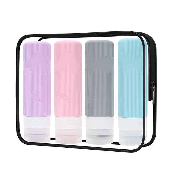 4 Pack Silicone Travel Bottles Set-Refillable Leakproof Toiletry Containers